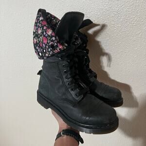 Dr. Martens Triumph 1914 black foral tall combat boots WOMENS 7